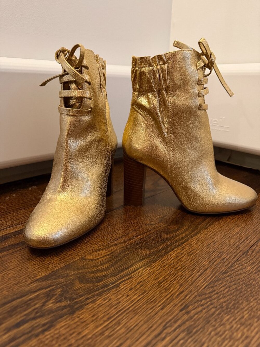 Sezane Caroline High Boots Doré Lisse - Size 35